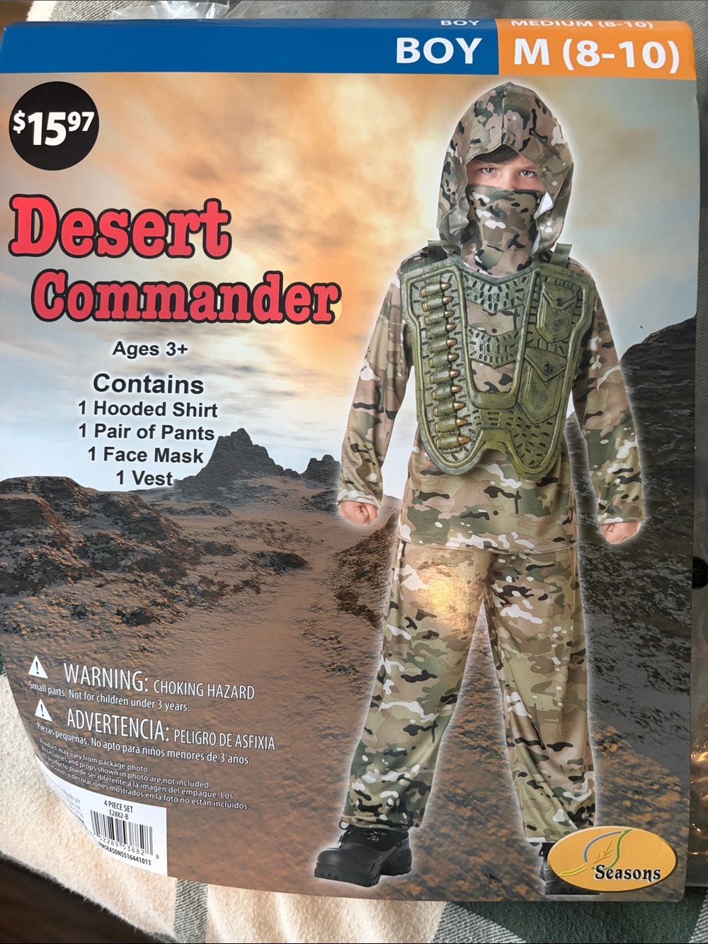 Desert Commander Boys Camo Costume - Green